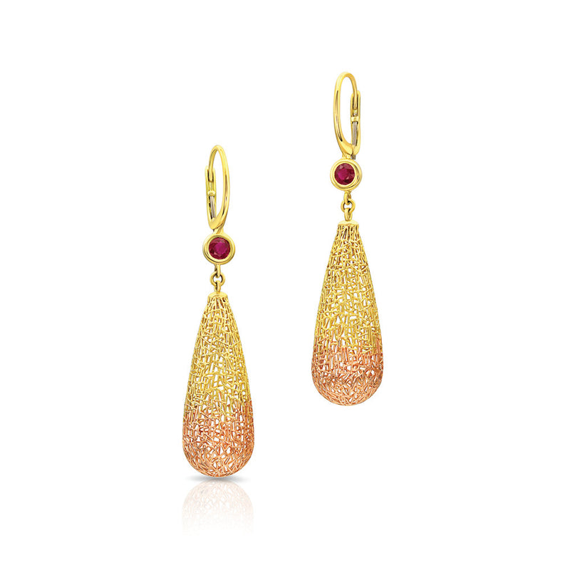 Ombre Gold Earring with Rubies