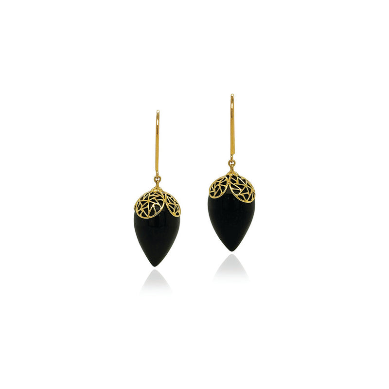 Rain Drop Earrings with Black Onyx