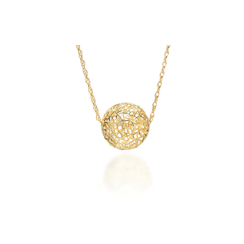 Single Sphere Slider Necklace, 18K Yellow Gold