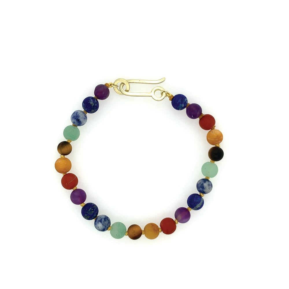 Chakra 6mm bracelet with 14k green gold