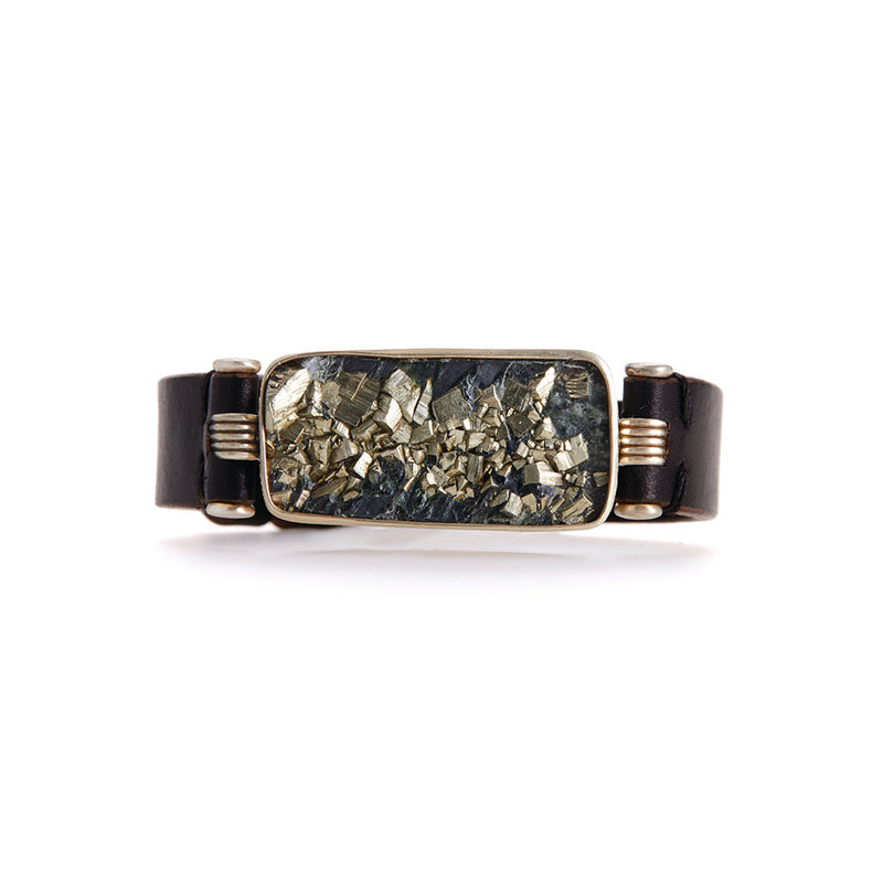 Unisex Pyrite in Slate Bracelet