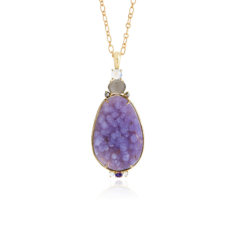 Large Pendant with Grape Chalcedony Druzy