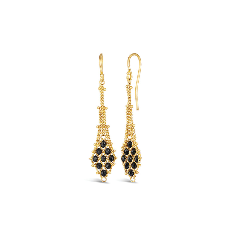 Textile Drop Black Diamond Earrings