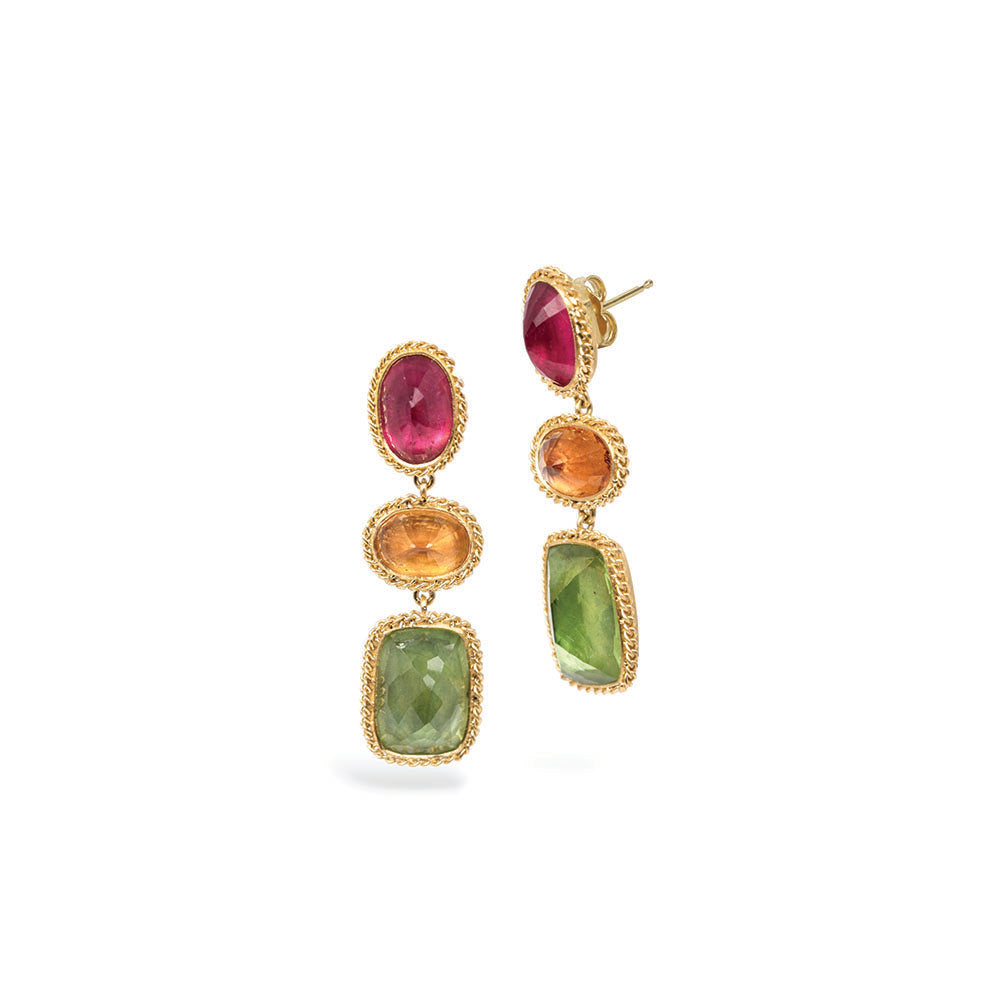 Peridot, spessartite garnet and tourmaline earrings