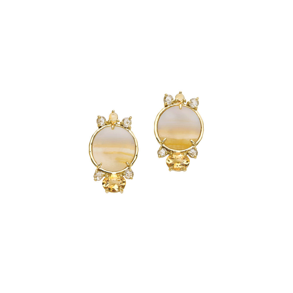 Earrlcips with diamonds,citrine and garnets