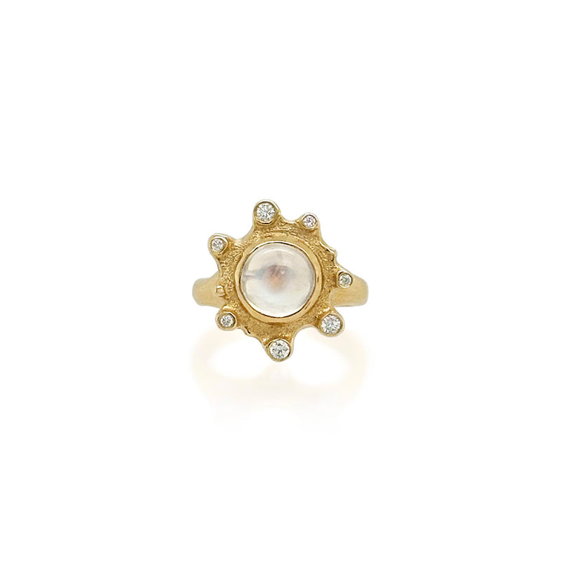 "Embrace" Ring with Moonstone and Diamonds
