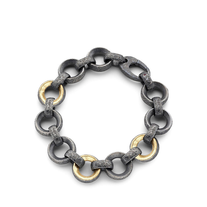 Swirl Link Bracelet with 3 Gold Links
