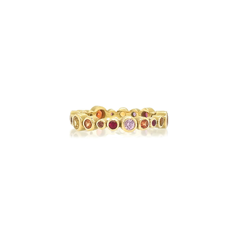 18K Circle Ring with Multi-Color Round Sapphires