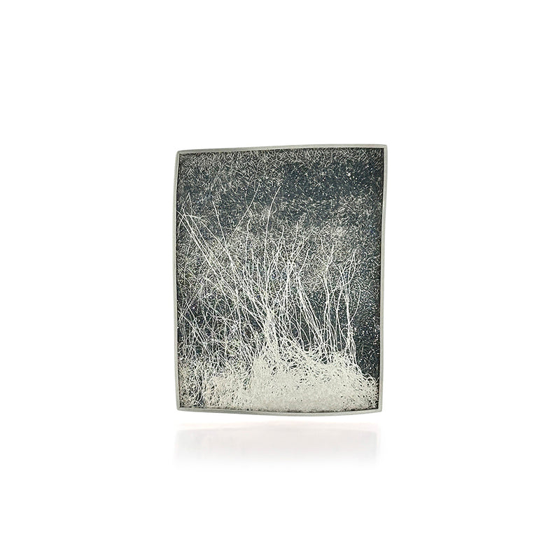 Large Square Brooch with Silver Wirework