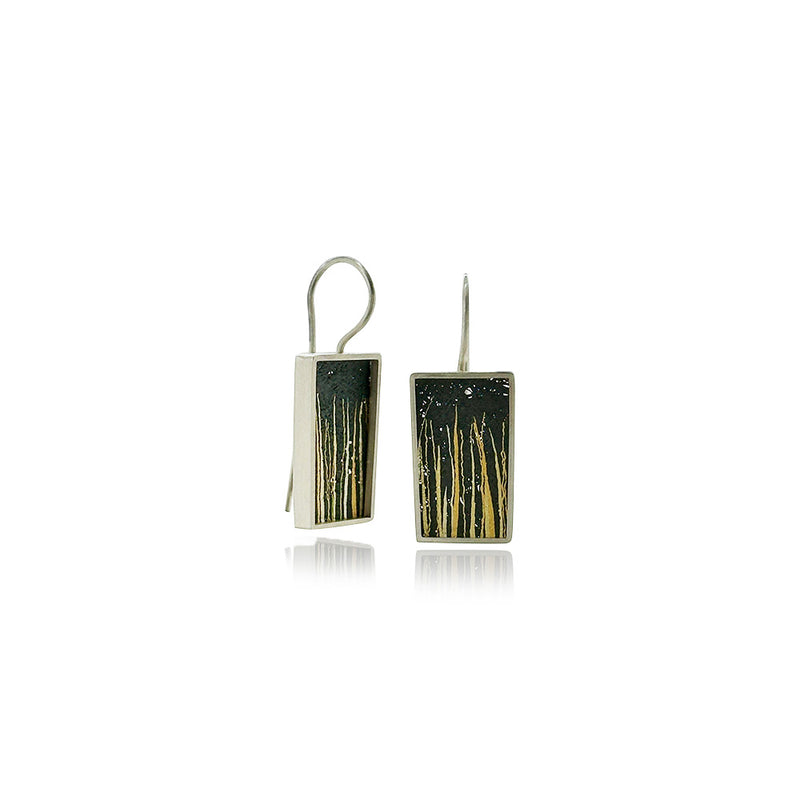 Medium Drop Frame "Blades of Grass" Earrings