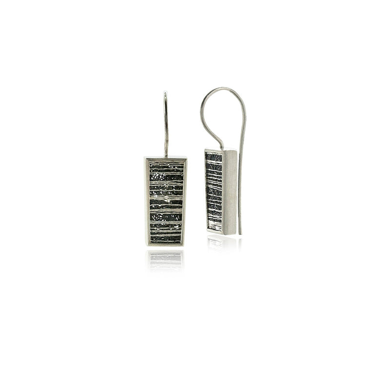 Slim Tapered Medium Drop Frame Earrings in Sterling Silver