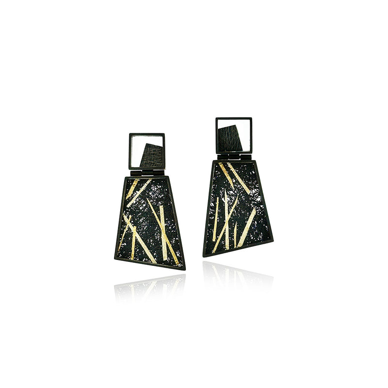 Trapazoidal Hinged Drop Framed Earrings
