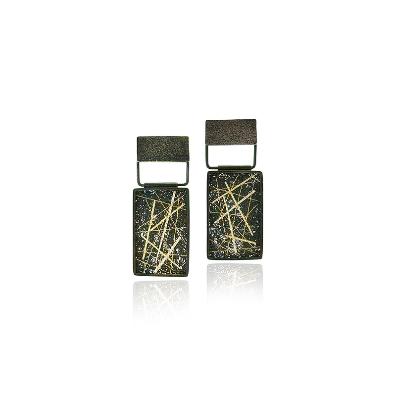 Hinged Drop Framed Rectangular Earrings