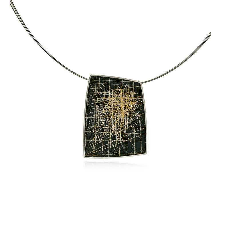 Medium Modified Square Pendant in Sterling Silver