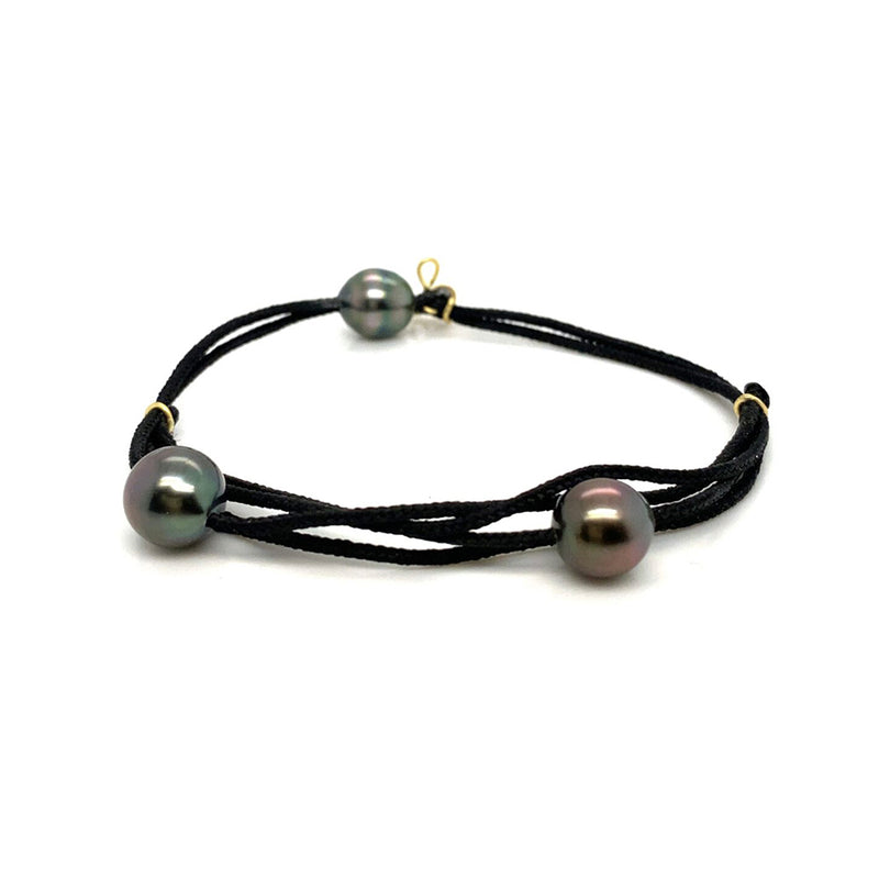 Adjustable Bracelet with 3 Tahitian Pearls