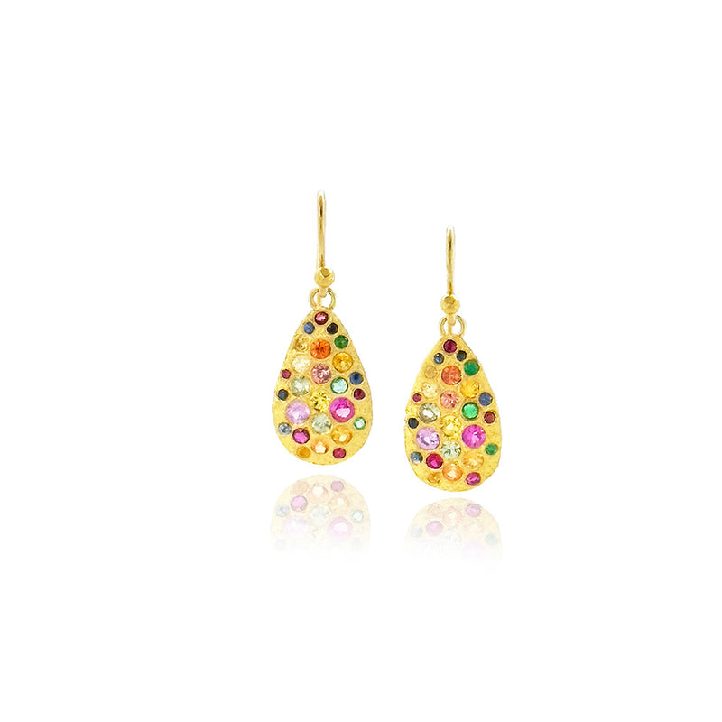 "Party Earrings" with Sapphires, Emeralds and Rubies