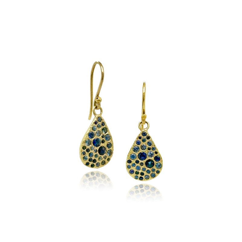 Blue Sapphire Silk Tear Drop Earrings