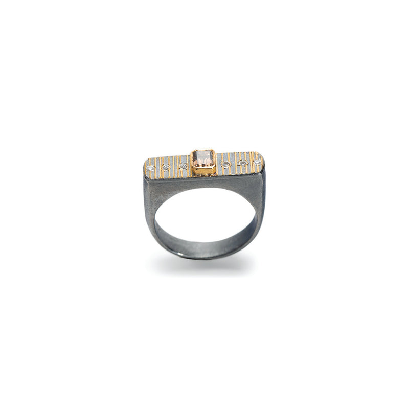 Natural Champagne Color, Emerald-Cut Diamond Ring