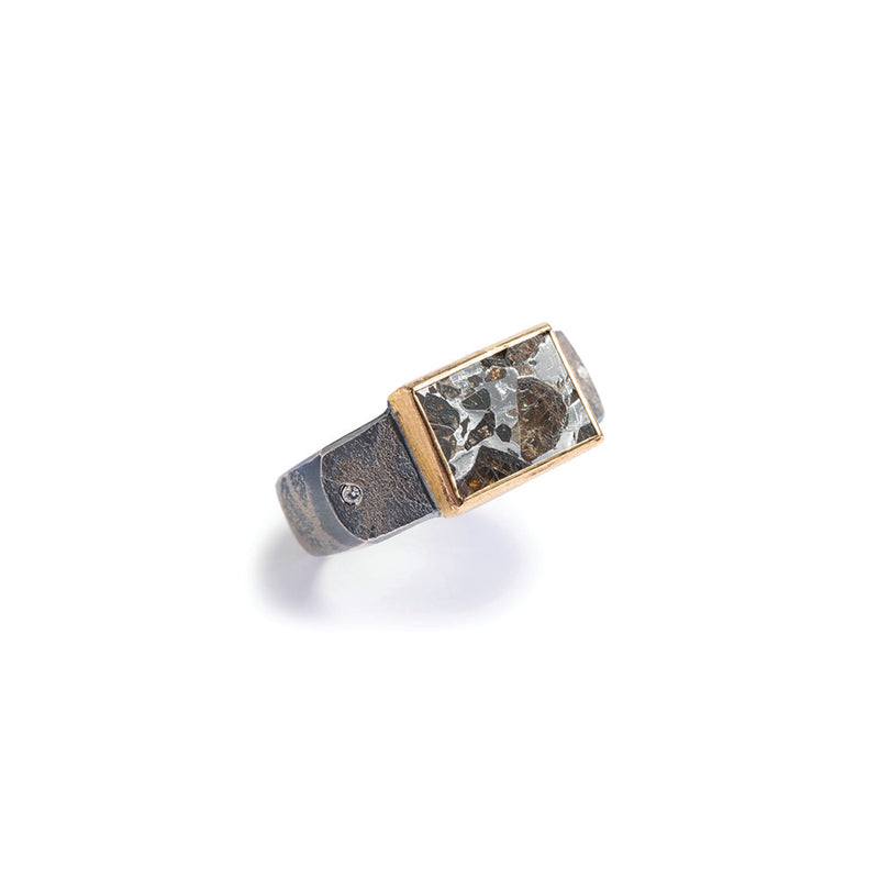 Small Meteorite Ring with Olivine