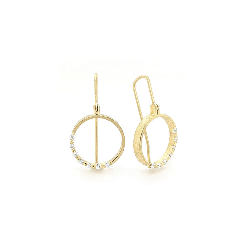 Round Drop Earrings in 18K with Diamonds