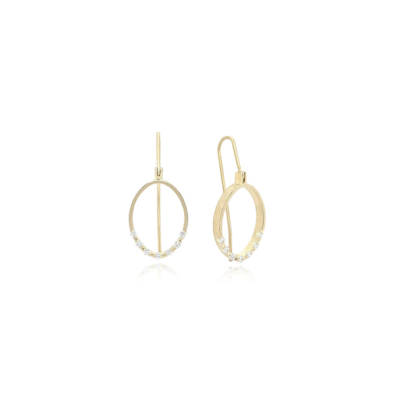 Oval Frame Hinged Earrings with Diamonds
