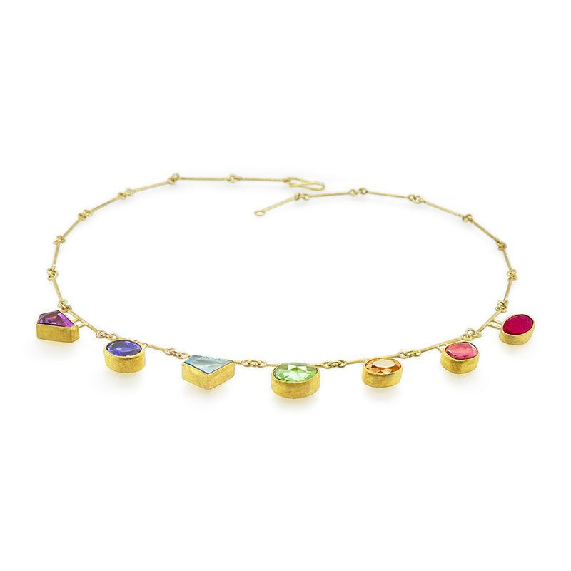 Mixed Cut Rainbow Gemstone Necklace
