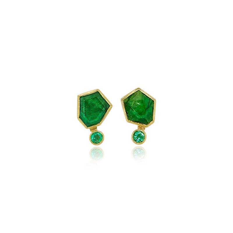 Faceted Emerald Stud Earrings