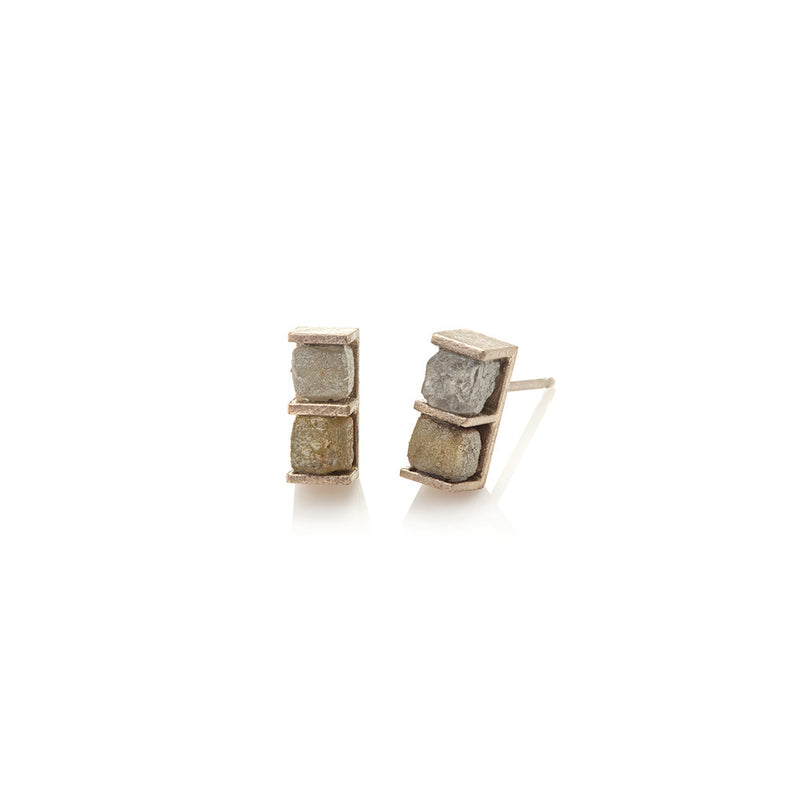 Double Natural Cube Diamond Earrings