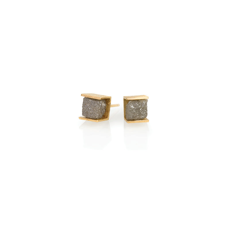 Natural Cube Diamond Earrings