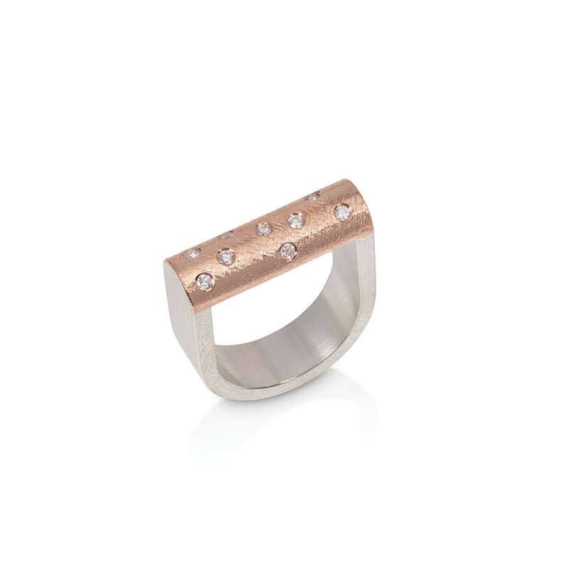 Half Dome Ring in 18K Rose Gold and Diamonds