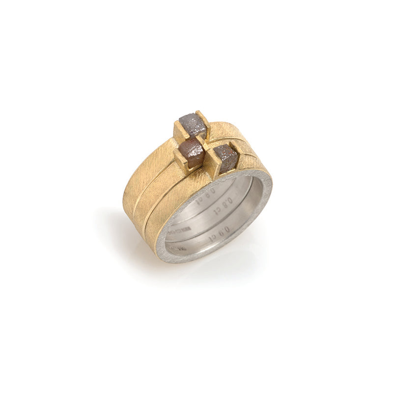 Rough Natural Brown Cube Diamond Ring