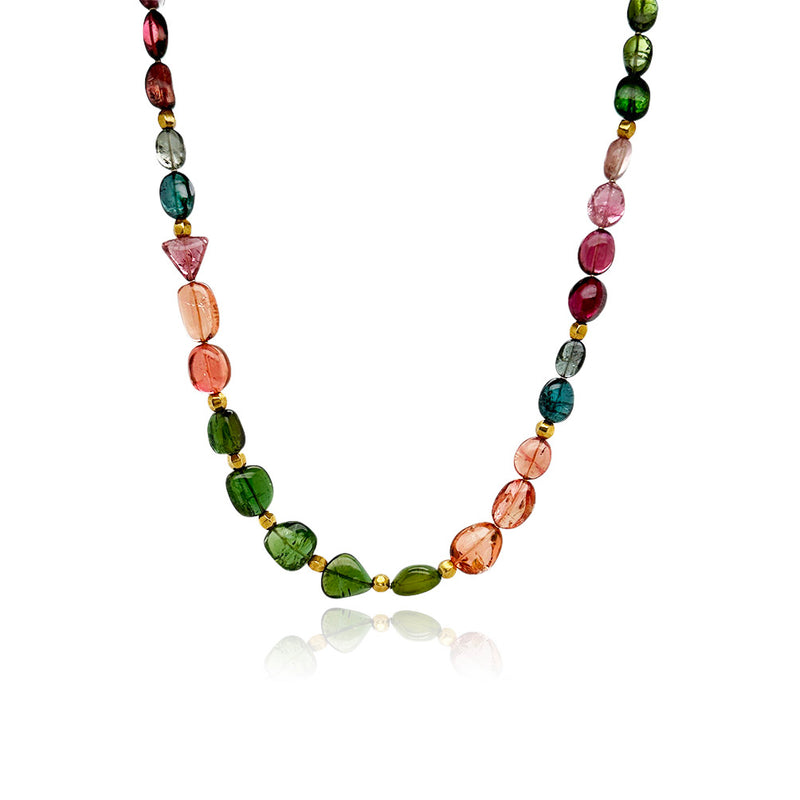 Multi-Color Tourmaline Nugget Necklace