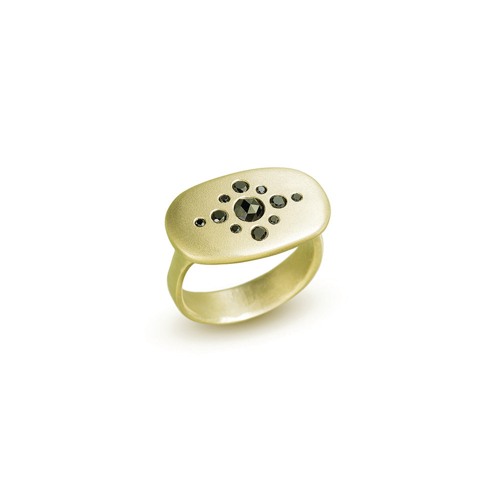 arun sarad ring with black diamonds