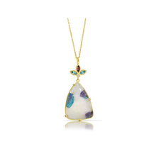 Paraiba quartz flower pendant