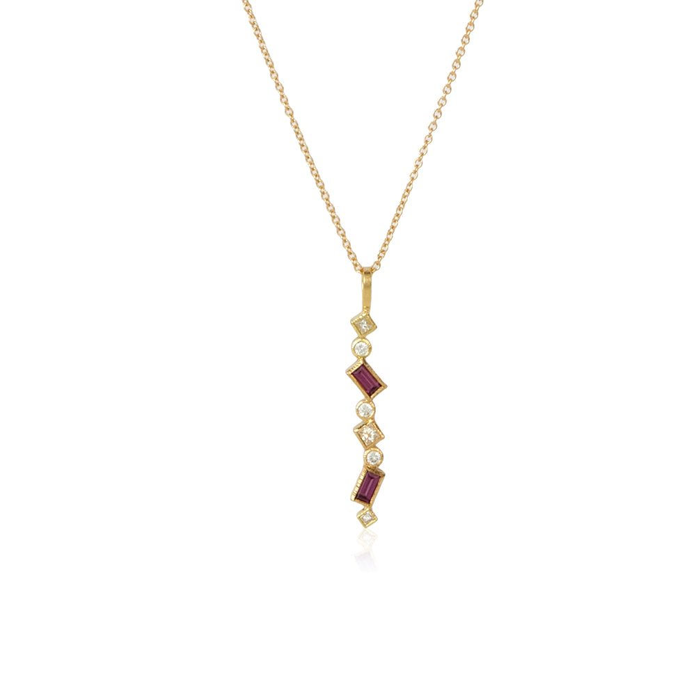confetti pendant with grape garnets and diamonds