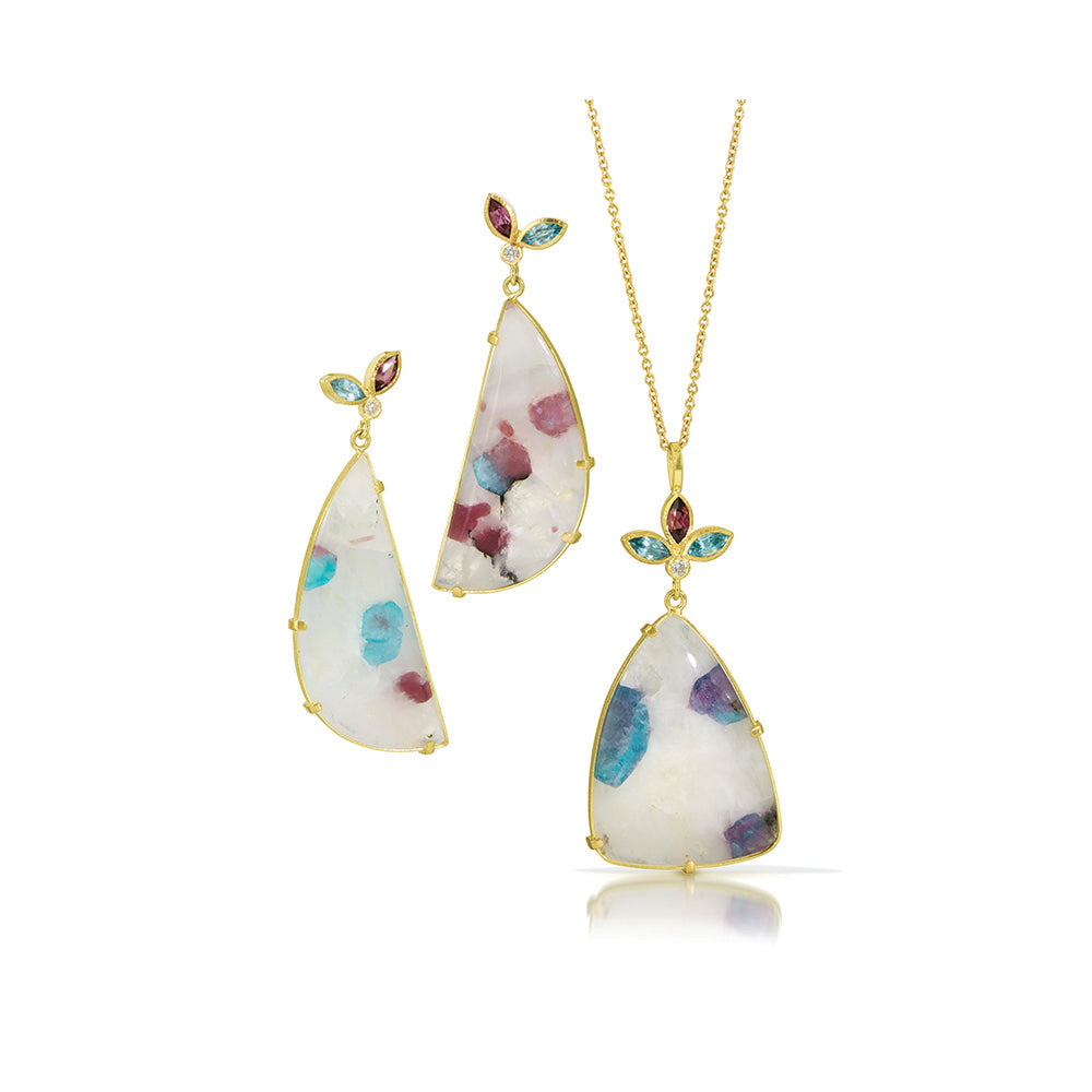Paraiba Quartz Flower Necklace