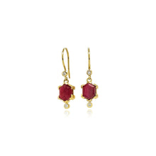 hexagonal ruby earrings with diamonds