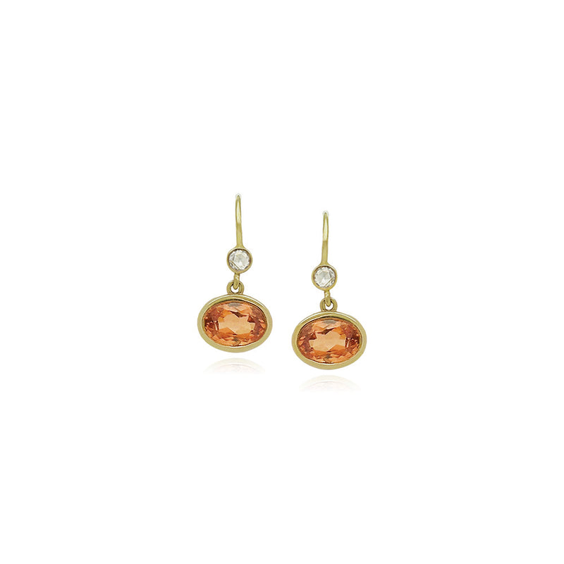 Spessartite Garnet and Diamond Earrings