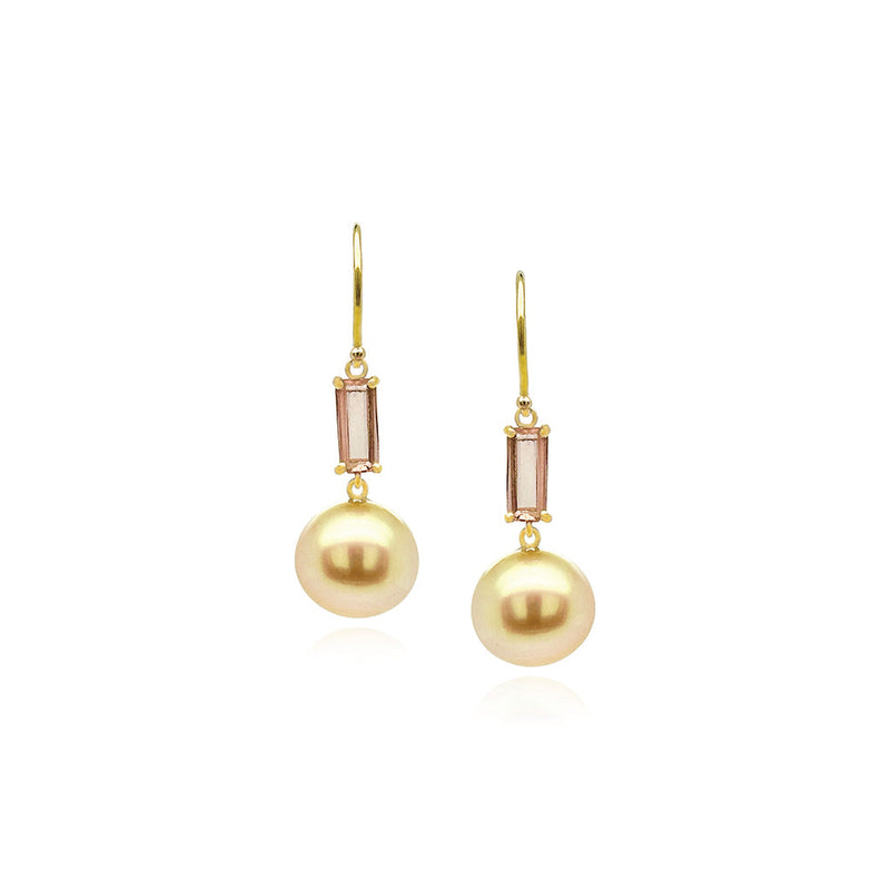 Imperial Topaz and Champagne Pearl Earrings