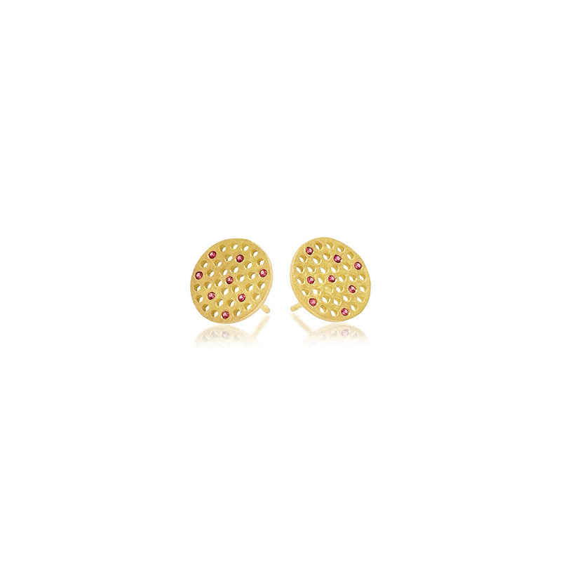 "Prelude" Disc Earrings with Rubies