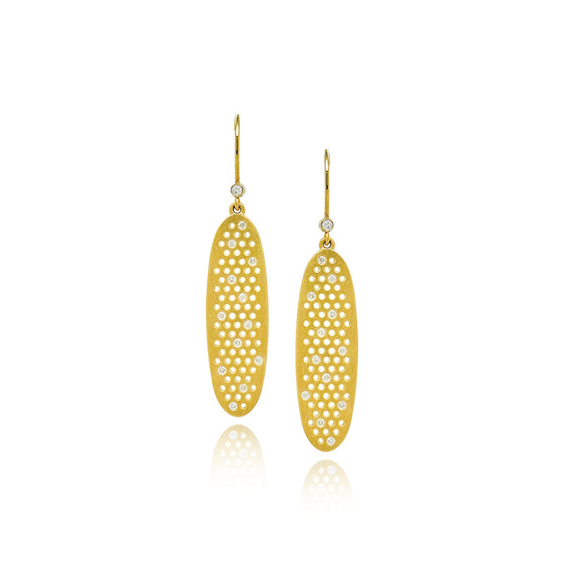 Elongated Oval "Prelude" Earrings with Diamonds