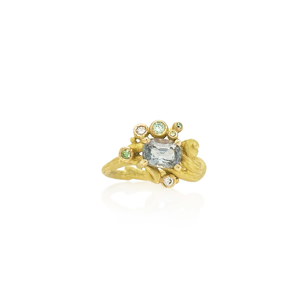 East/West Spinel and Diamond Ring