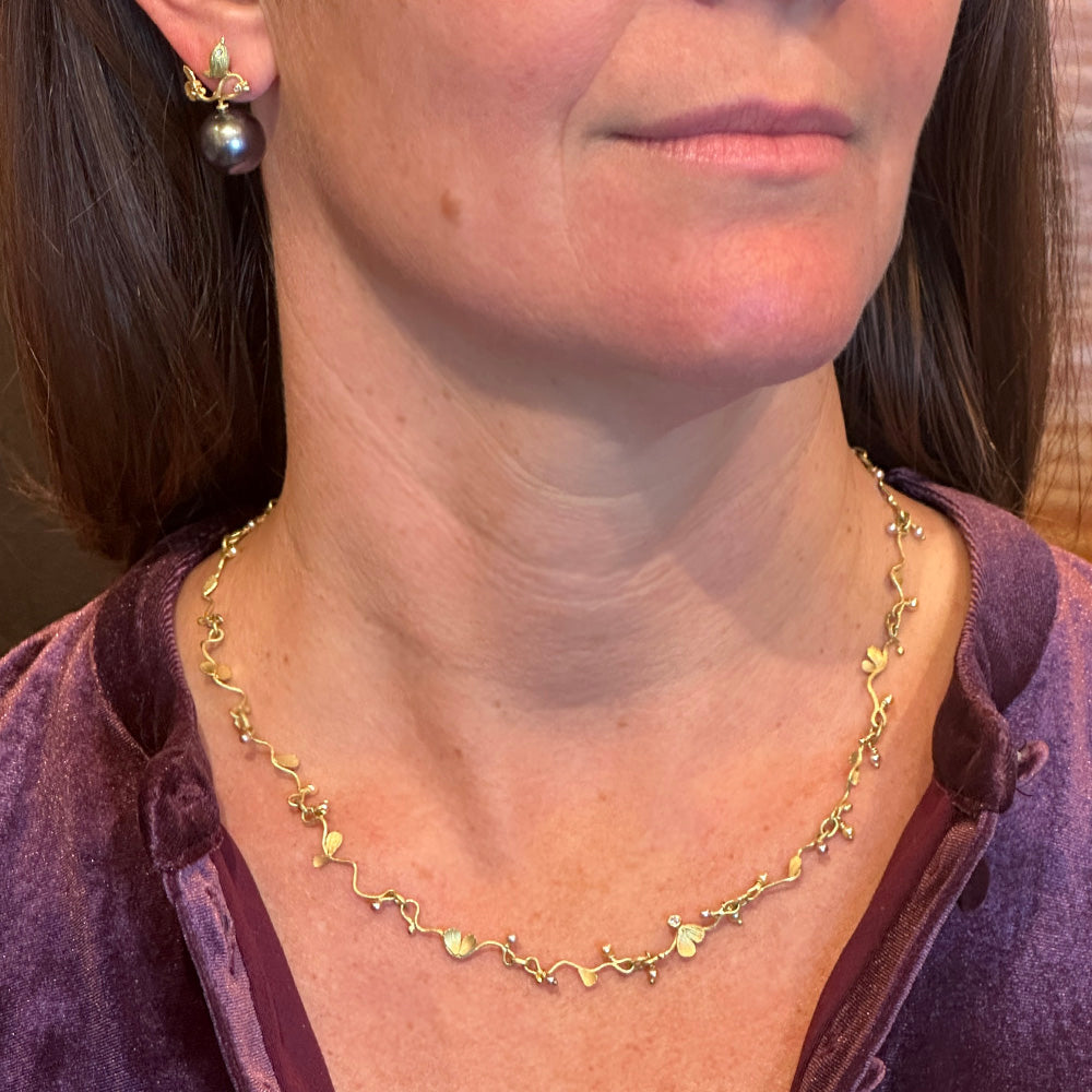 Segmented "Vine" Necklace with Akoya Pearls