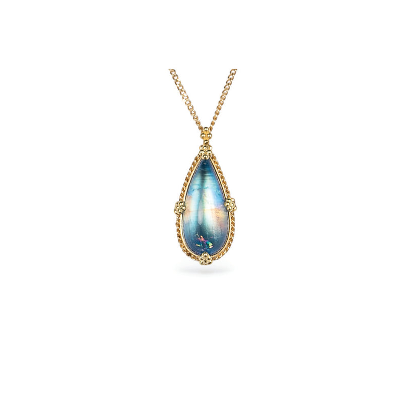 One-Of-A-Kind Blue Flash Moonstone Necklace