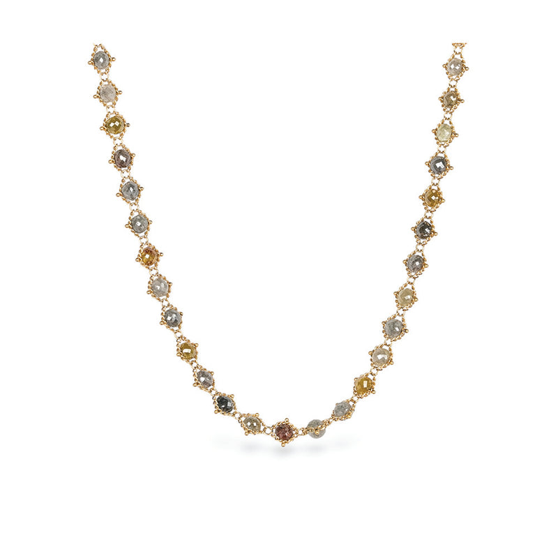 Woven Natural Multicolored Diamond Necklace