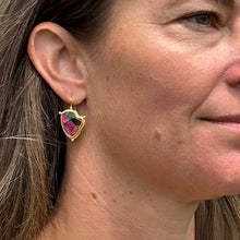 Zoned tourmaline slice earrings