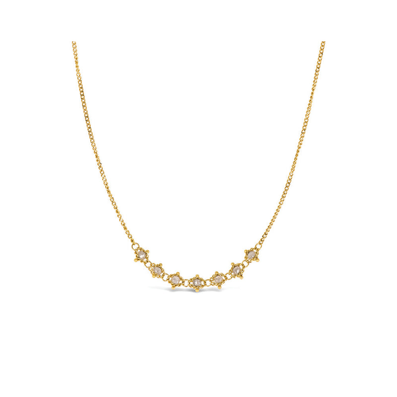 Petite Textile Silver Diamond Necklace