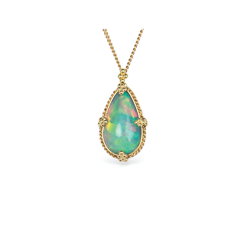 One-Of-A-Kind Large Tear Drop-Shaped Ethiopian Opal Necklace
