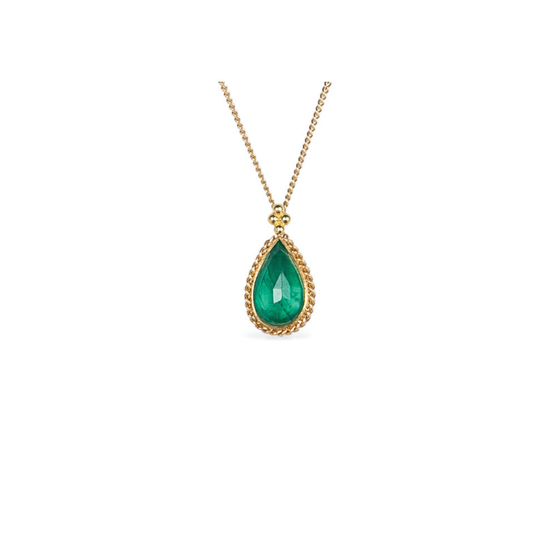 One-Of-A-Kind Tear Drop-Shaped Emerald Necklace