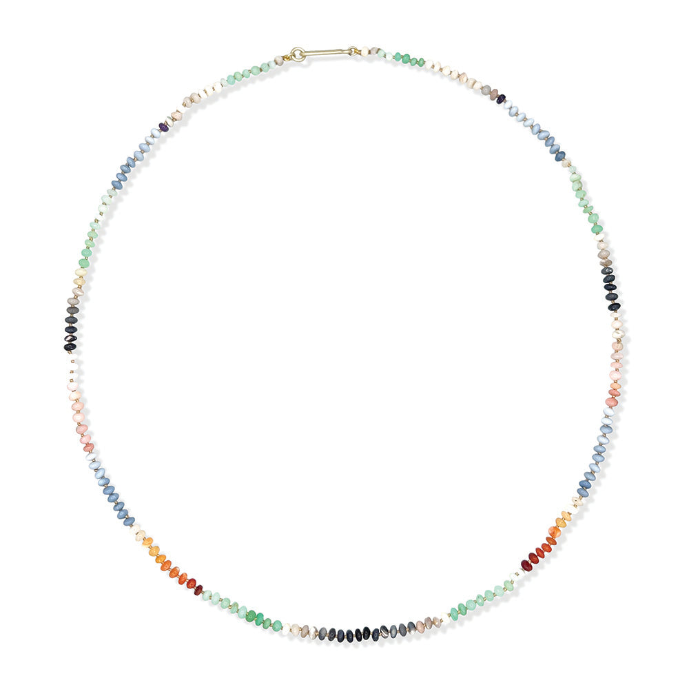 Mixed opal rondelle necklace with 14k green gold J-hook clasp